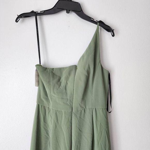 After Six One-Shoulder Crepe Trumpet Gown - Picture 6 of 10